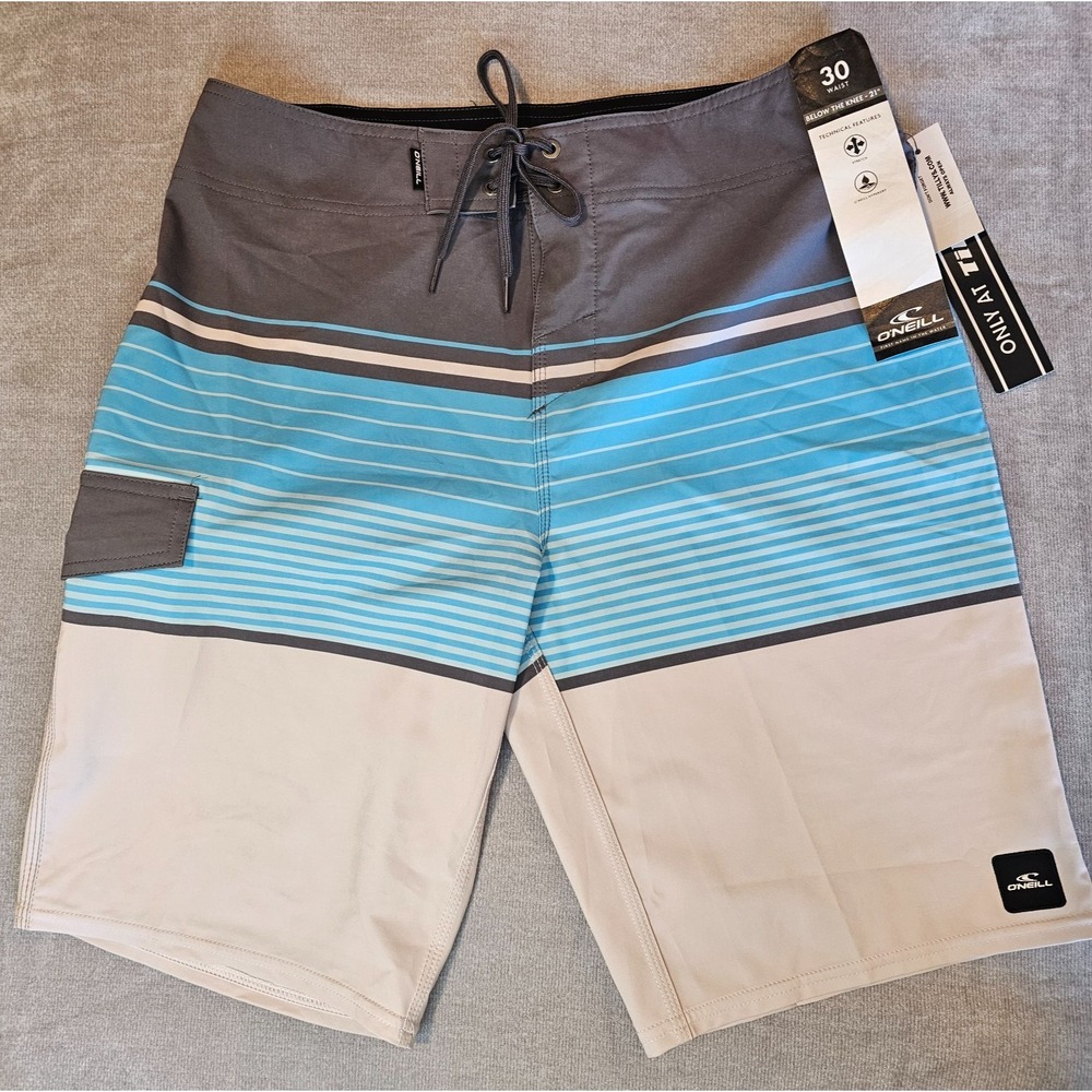 O'Neill Men's Lennox Stretch Board Shorts Size 30 NEW 21" Length Gray Blue